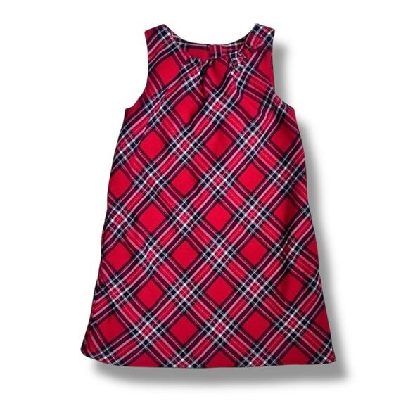 H&M Dress Girls 7-8 Red Plaid Flannel Sleeveless Bow Lined Holiday Party Classic - Picture 1 of 8